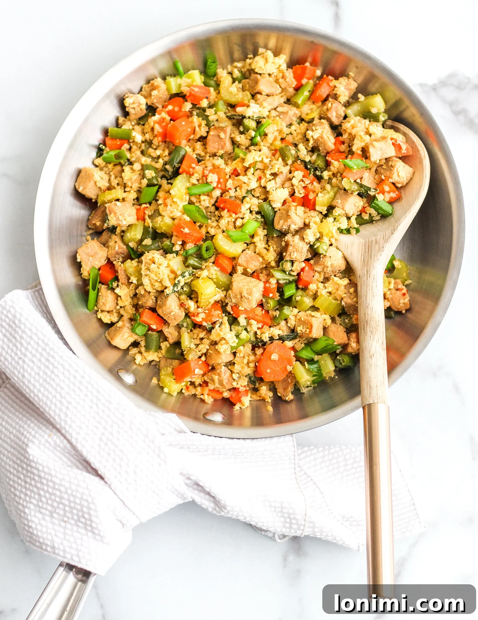 Delicious One-Pan Pork Fried Cauliflower Rice