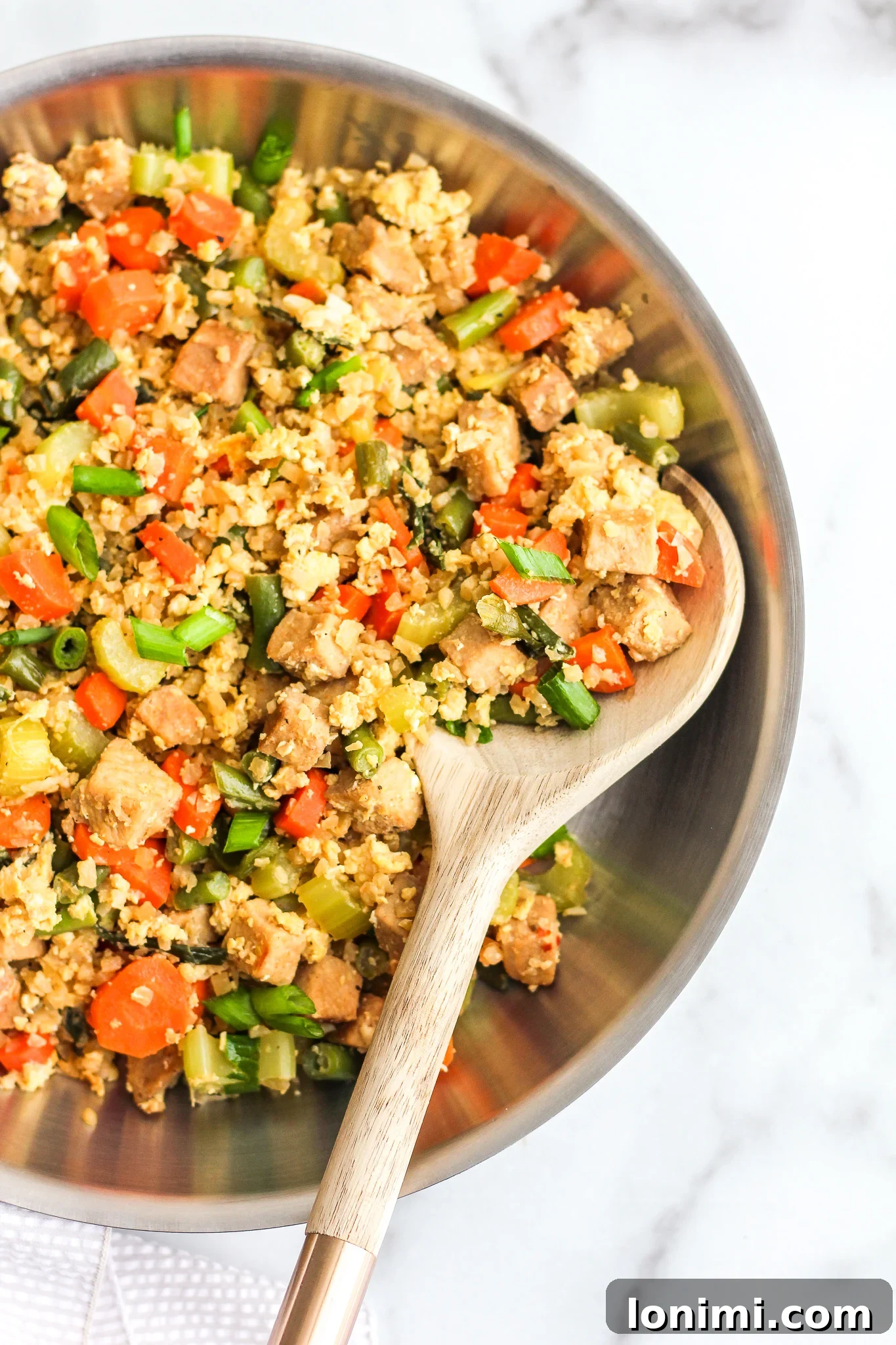 Pork Fried Cauliflower Rice with a healthy twist
