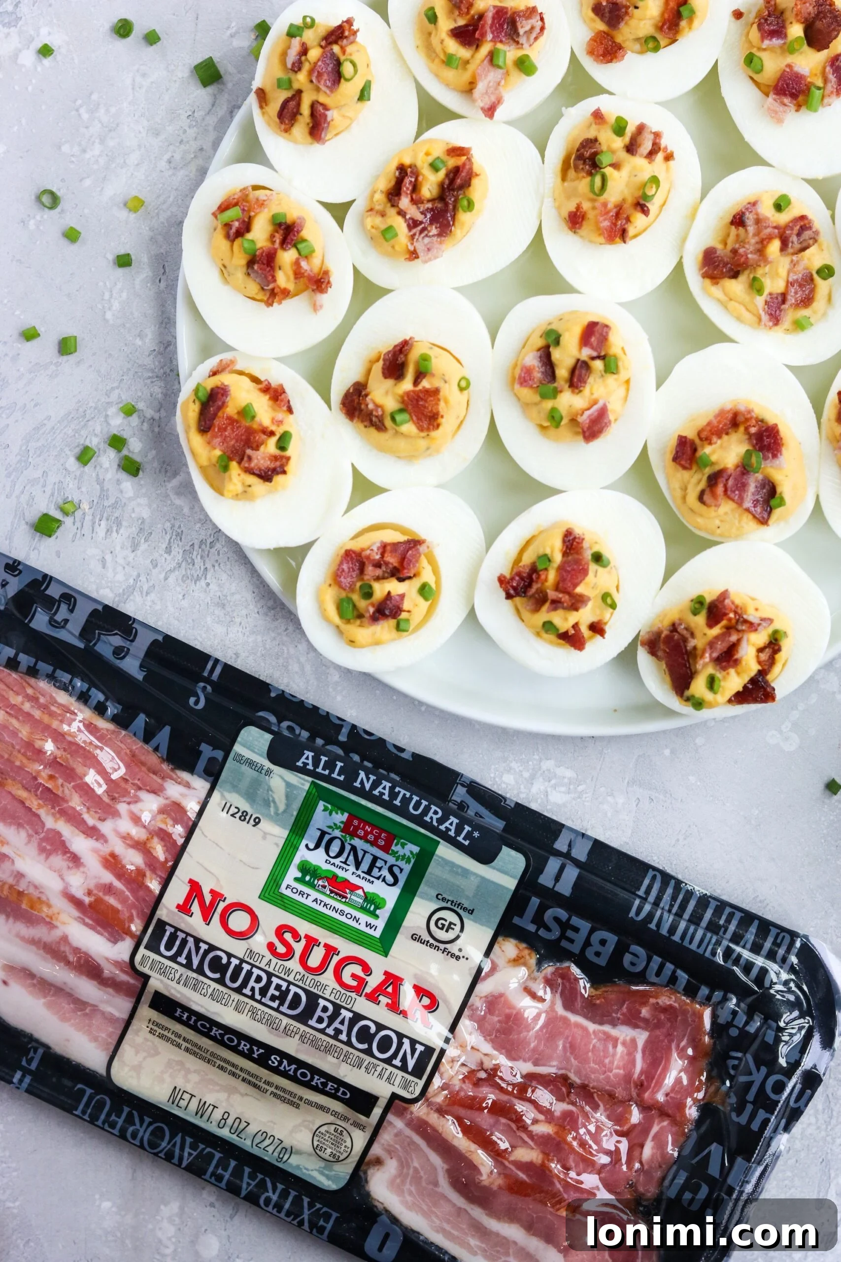 Elevated Whole30 Bacon Ranch Deviled Eggs 2 Delicious Whole30 Bacon Ranch Deviled Eggs on a serving platter