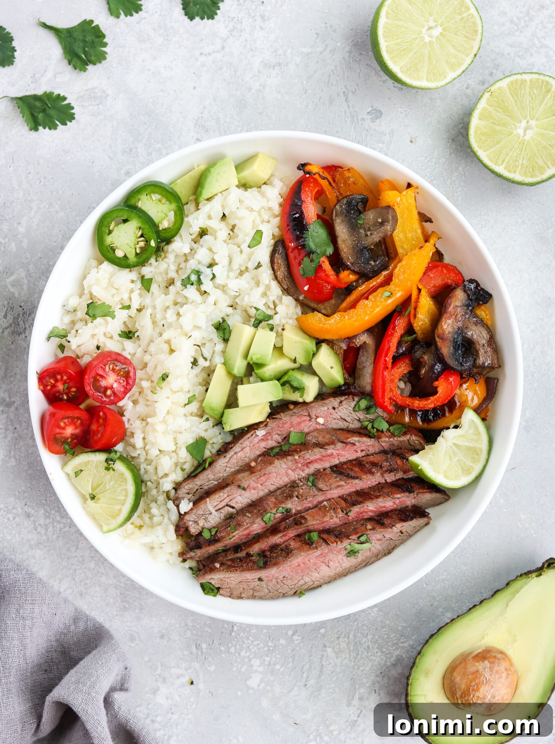 Zesty Whole30 Carne Asada Power Bowls 7 Assembled Whole30 Carne Asada Bowls with Roasted Veggies