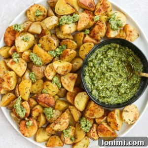 Crispy Herb Roasted Potatoes with Cashew Pesto