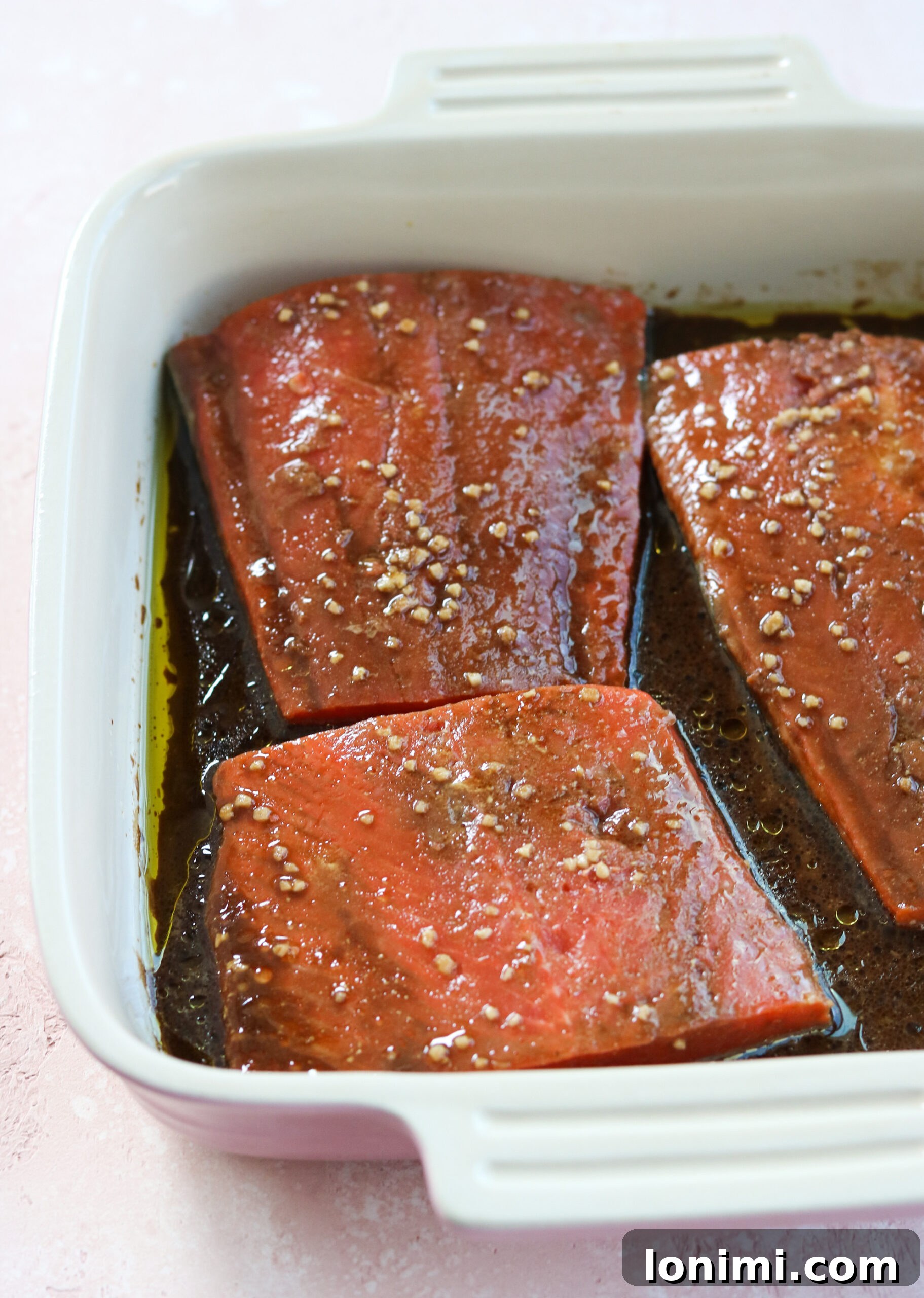 Serving of Balsamic Grilled Salmon with Strawberry Avocado Salsa, close-up