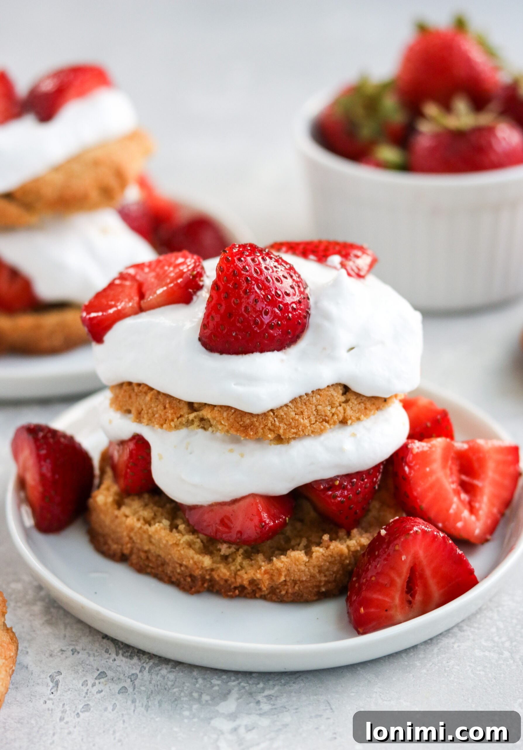 Delicious Paleo Strawberry Shortcake with fresh berries and coconut cream