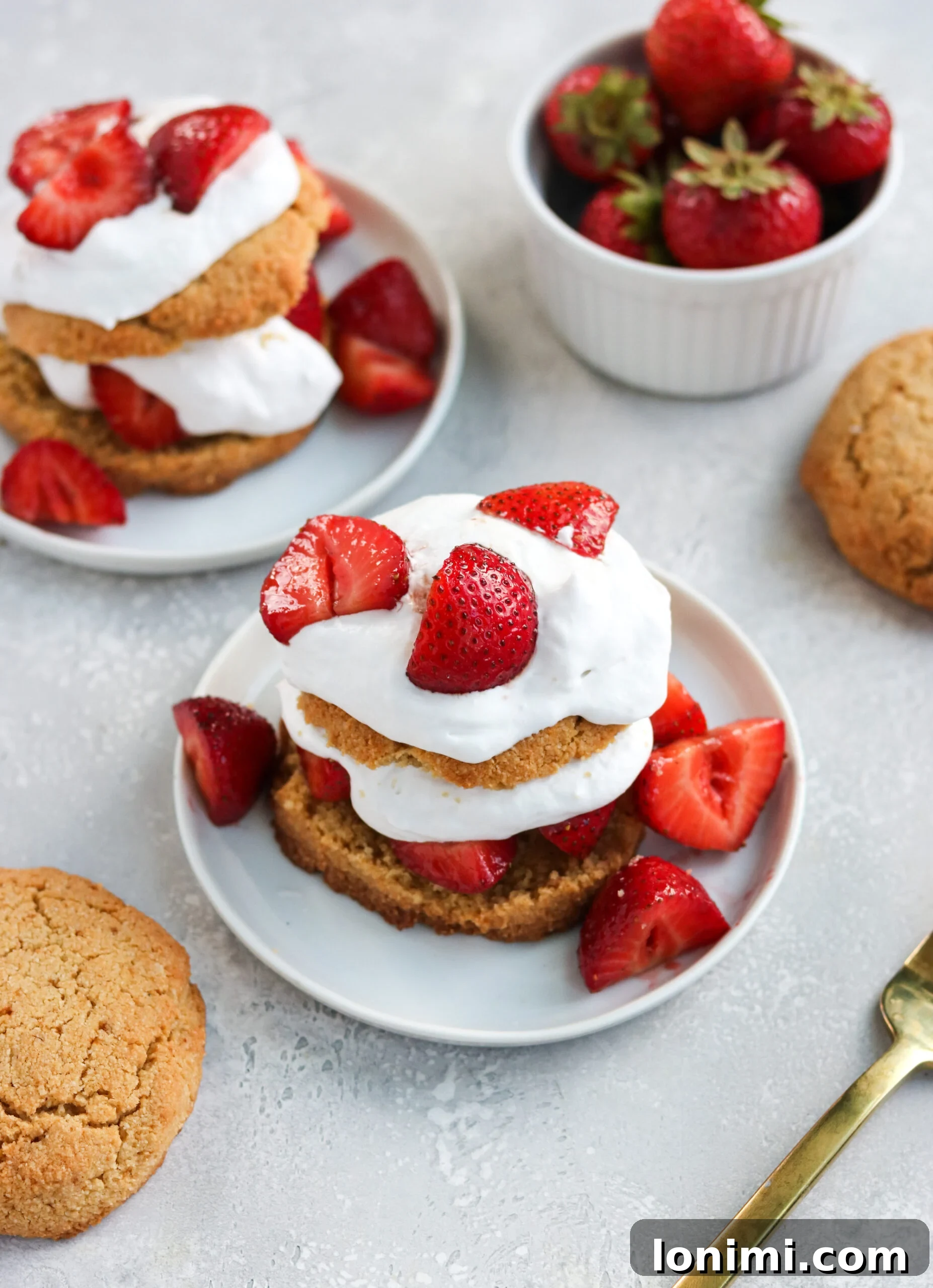 Fresh strawberries and homemade paleo biscuits for shortcake