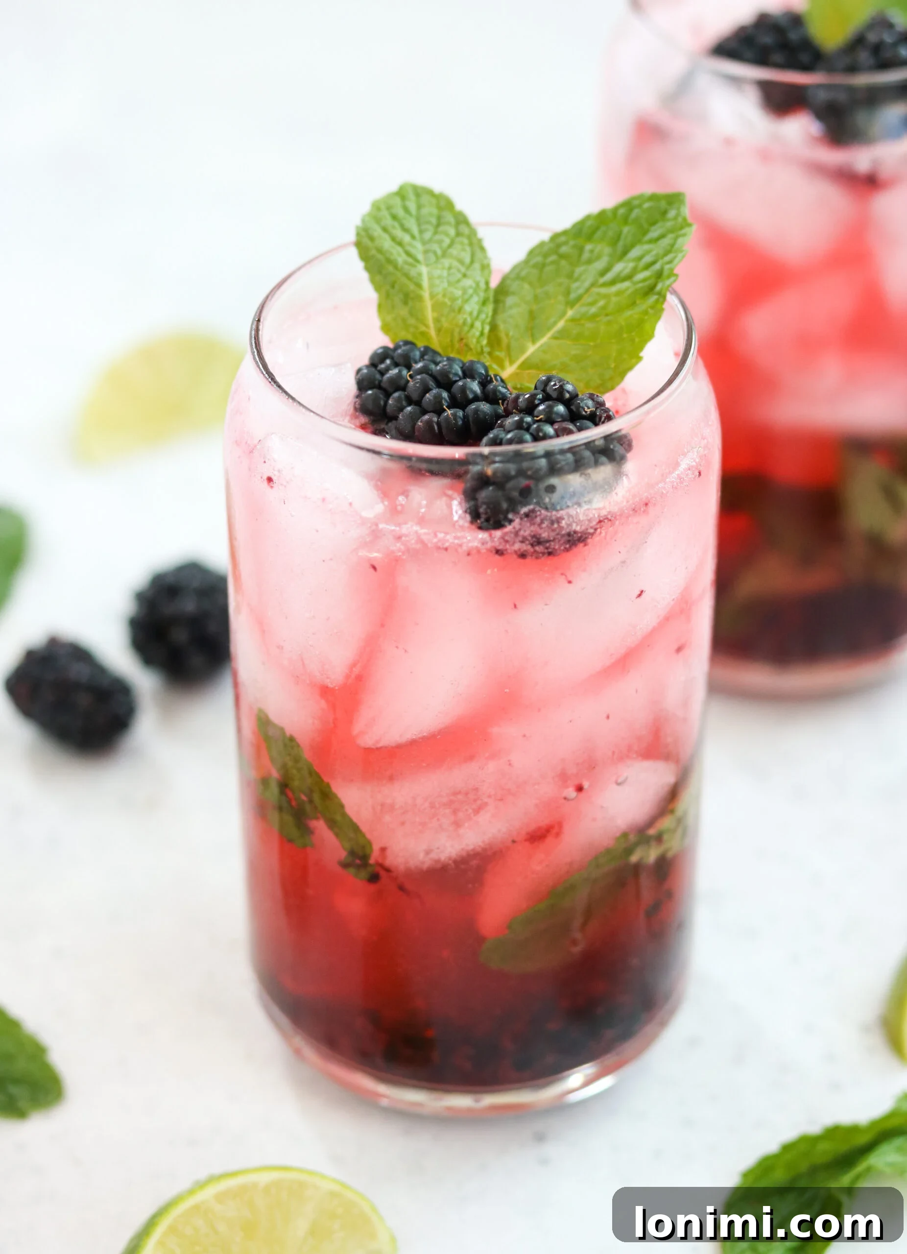 Refreshing Paleo Blackberry Mojito with fresh mint and lime