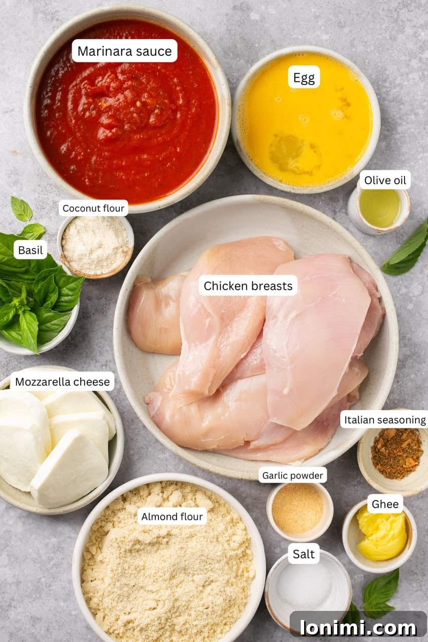 ingredients for making healthy chicken parmesan