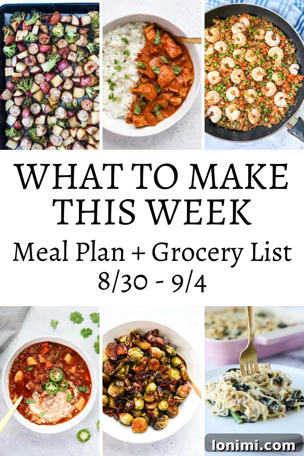 Weekly Meal Plan with Recipes and Grocery List