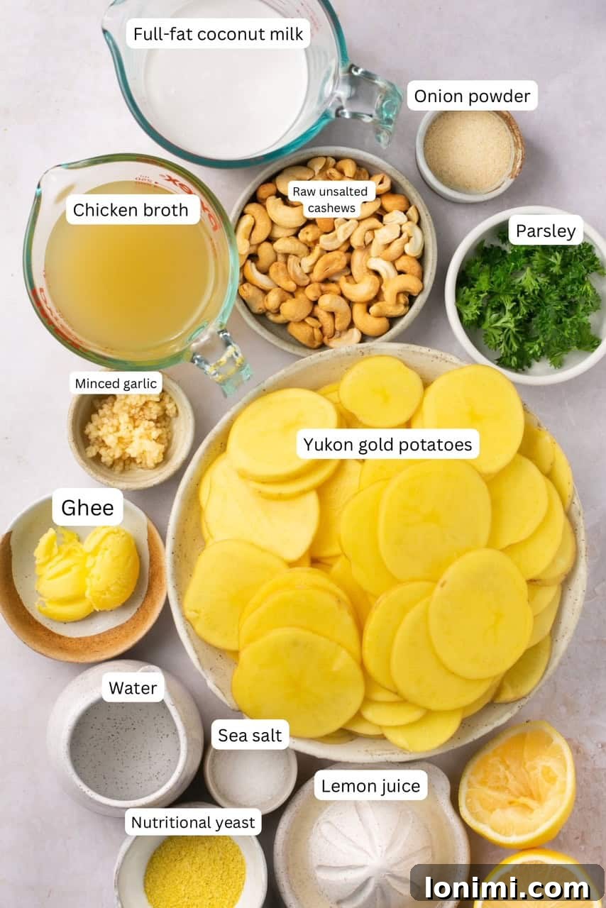 recipe ingredients in nesting bowls and labeled
