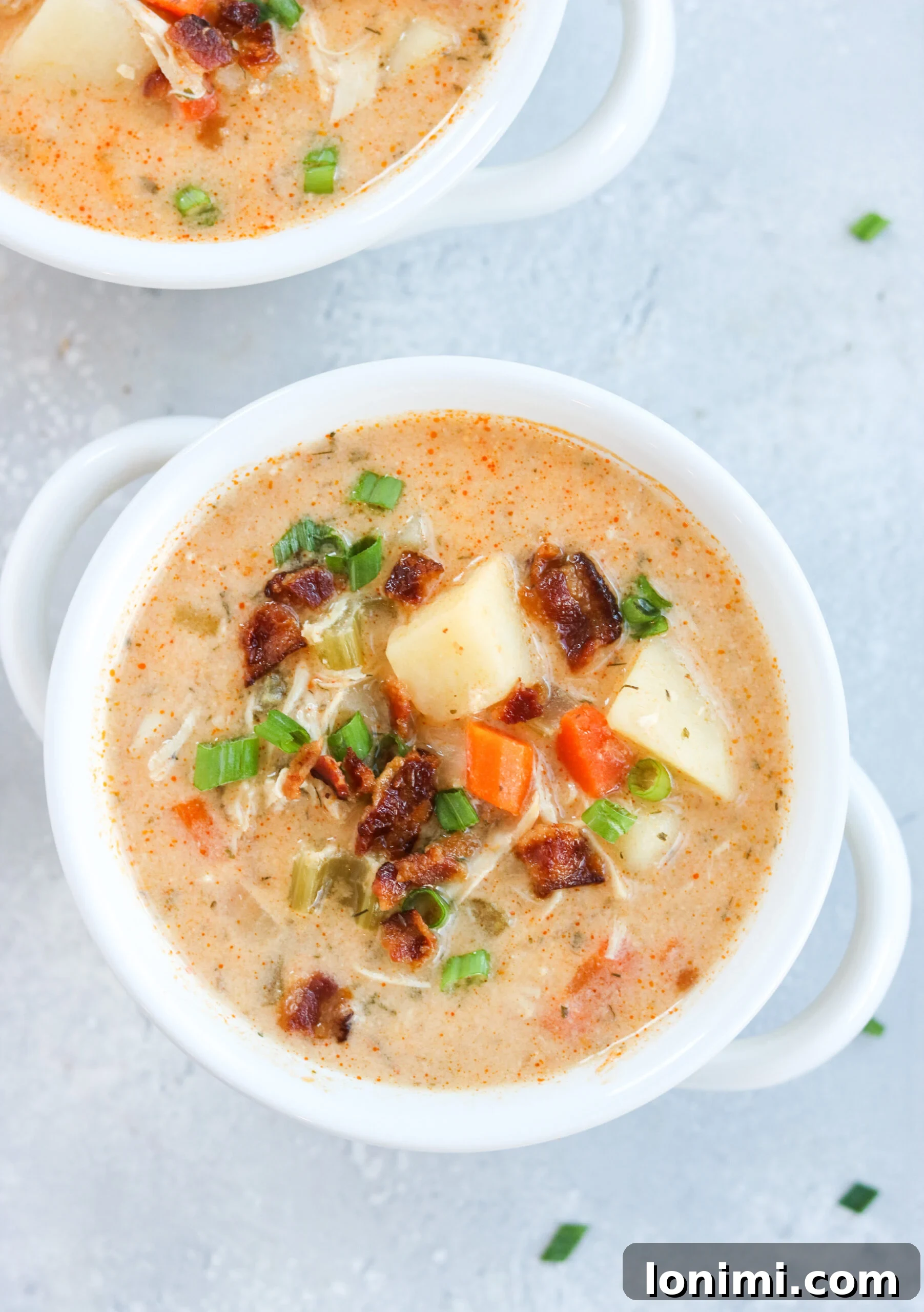 Spicy Buffalo Chicken Chowder 4 A large pot of Buffalo Ranch Chicken Chowder simmering on the stove