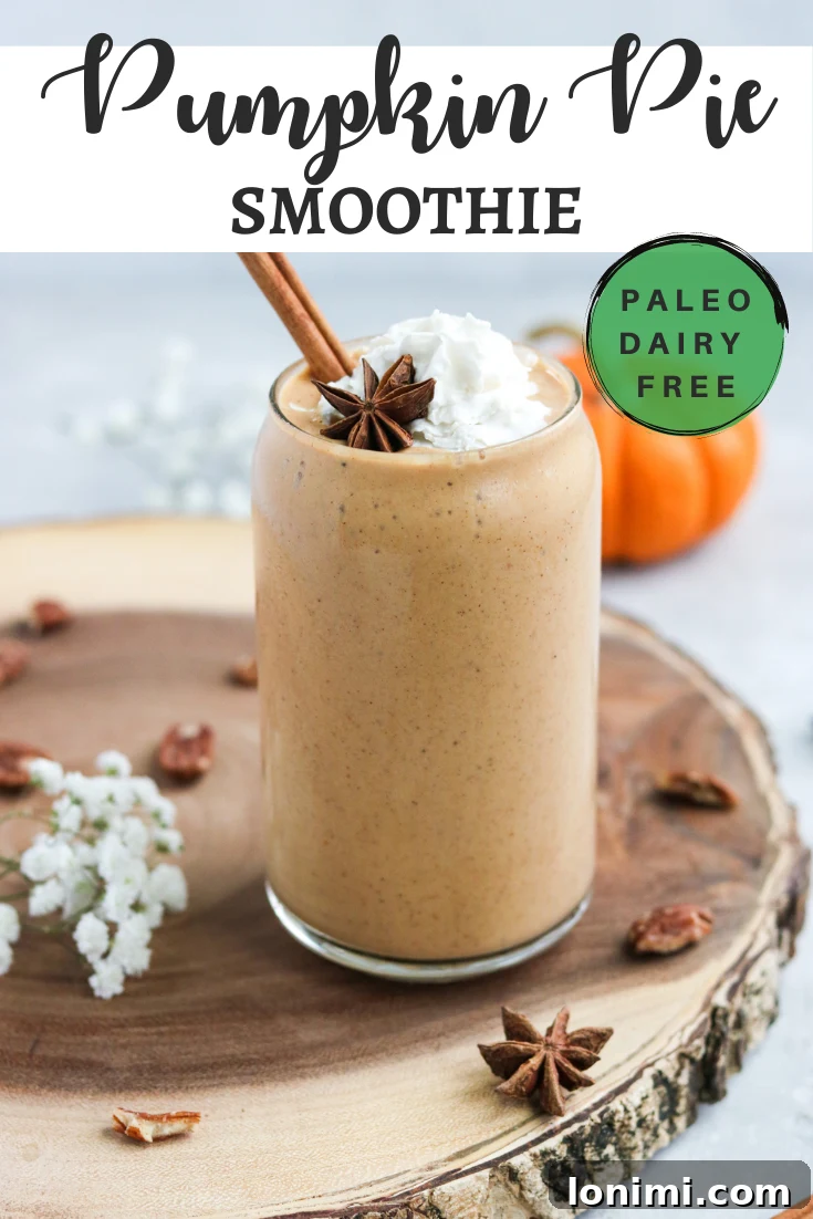 Paleo Pumpkin Pie Smoothie - Garnish with Cinnamon