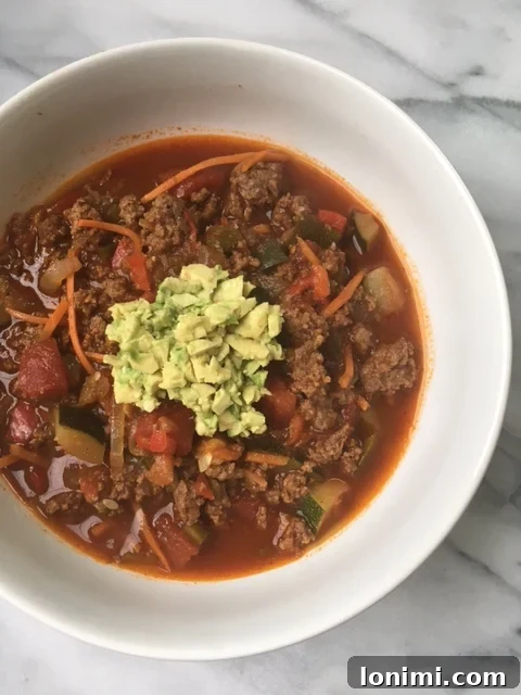 Hearty Whole30 Veggie Loaded Beef Chili
