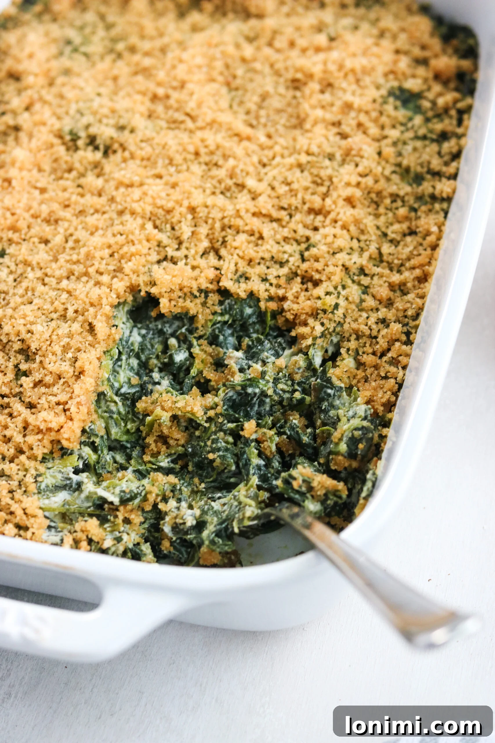 Dairy free spinach casserole baked