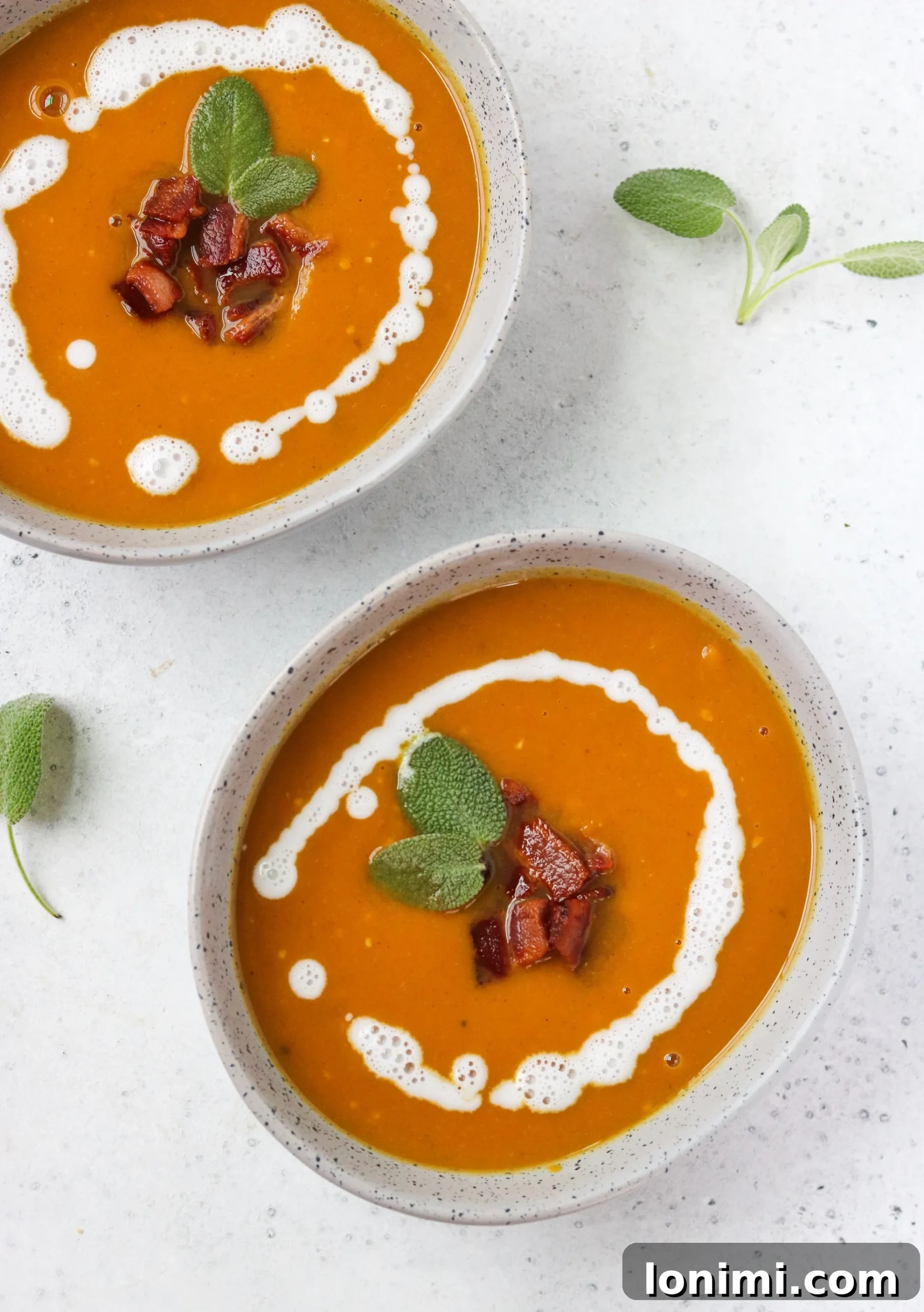 Golden Butternut Squash Soup with Smoky Bacon and Earthy Sage 2 Butternut Squash Soup with Bacon and Sage