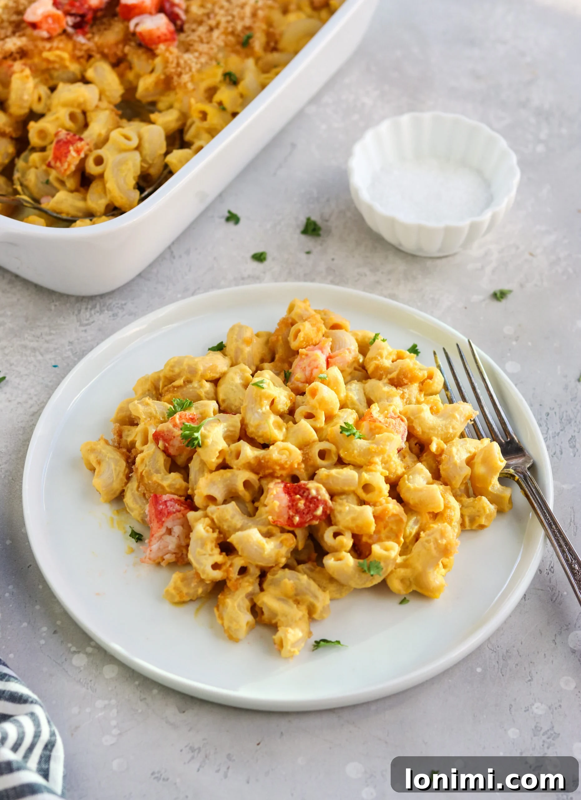 Velvet Lobster Butternut Mac 3 Close-up of golden Dairy-Free Butternut Squash Mac and Cheese with a spoon