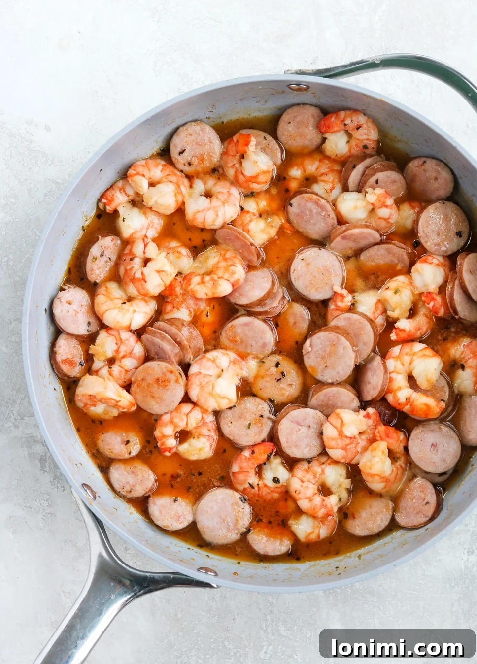 Shrimp and sausage in a creole gravy
