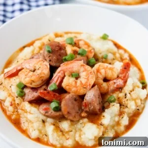 Keto Shrimp and Grits with Sausage