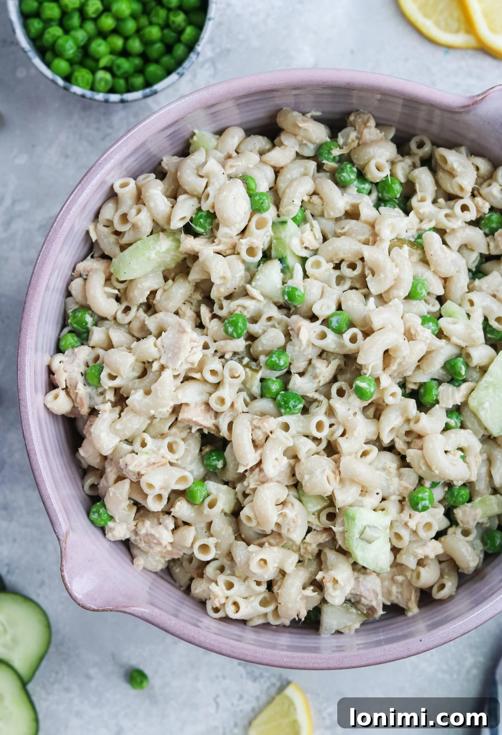 macaroni salad on a bowl