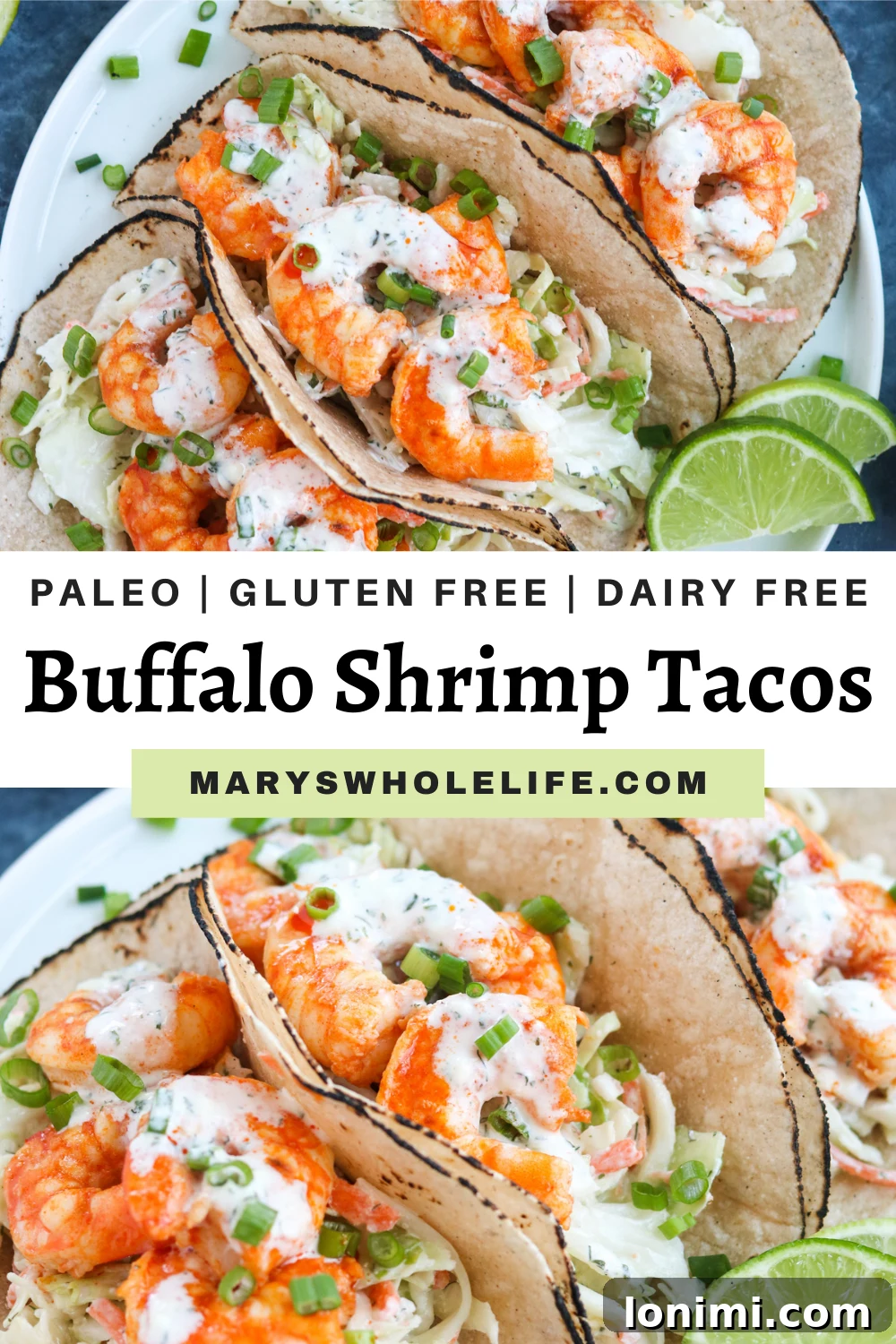 Blog cover for Paleo Buffalo Shrimp Tacos A visually appealing collage showcasing the various stages of preparation and final presentation of the Paleo Buffalo Shrimp Tacos, serving as an attractive blog cover or Pinterest image.