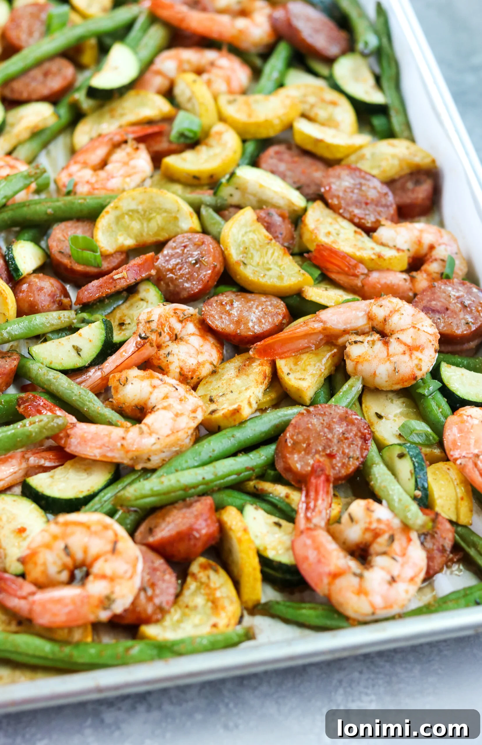 top view of seafood and vegetables in a pan