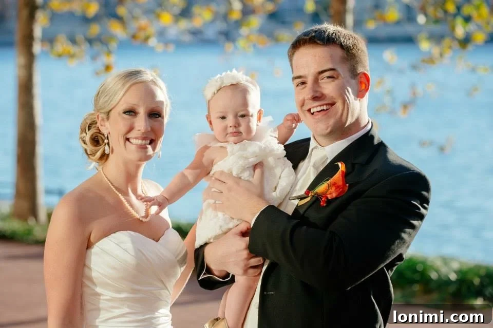 A happy couple on their wedding day in October 2013.