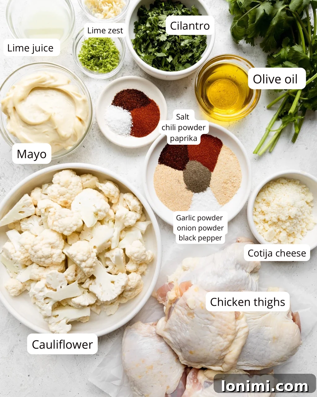 Sheet Pan Fiesta Bowls with Chicken and Roasted Cauliflower 3 Ingredients for sheet pan street cauliflower and chicken thighss