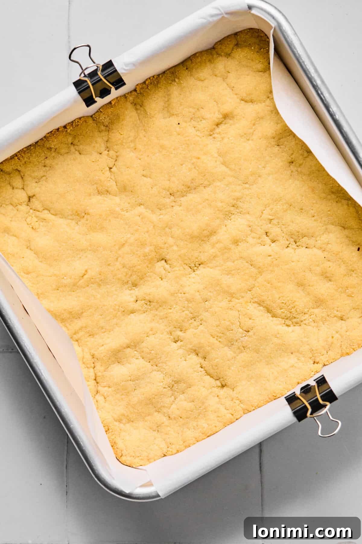 almond flour crust in a pan