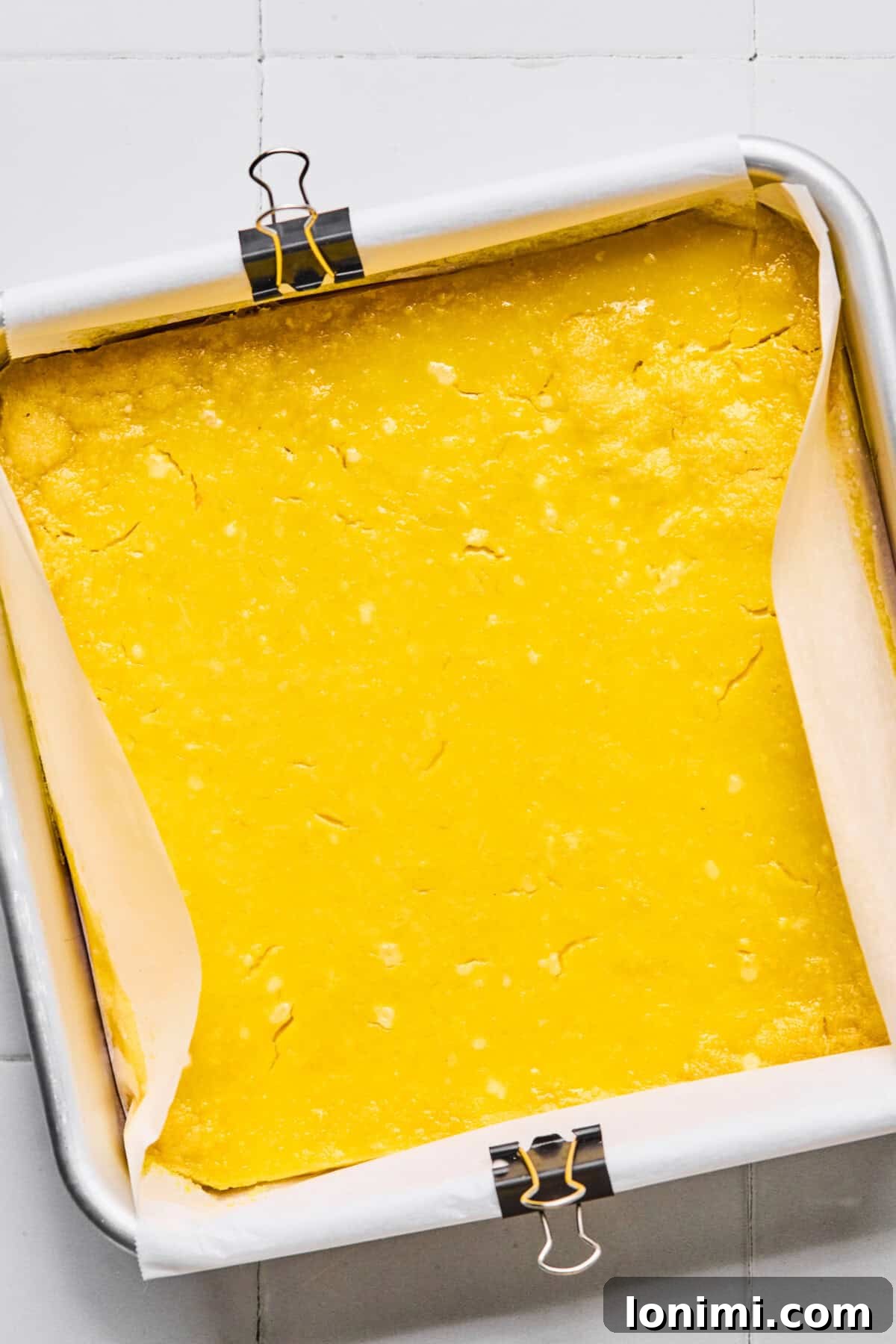 lemon bars in a pan 