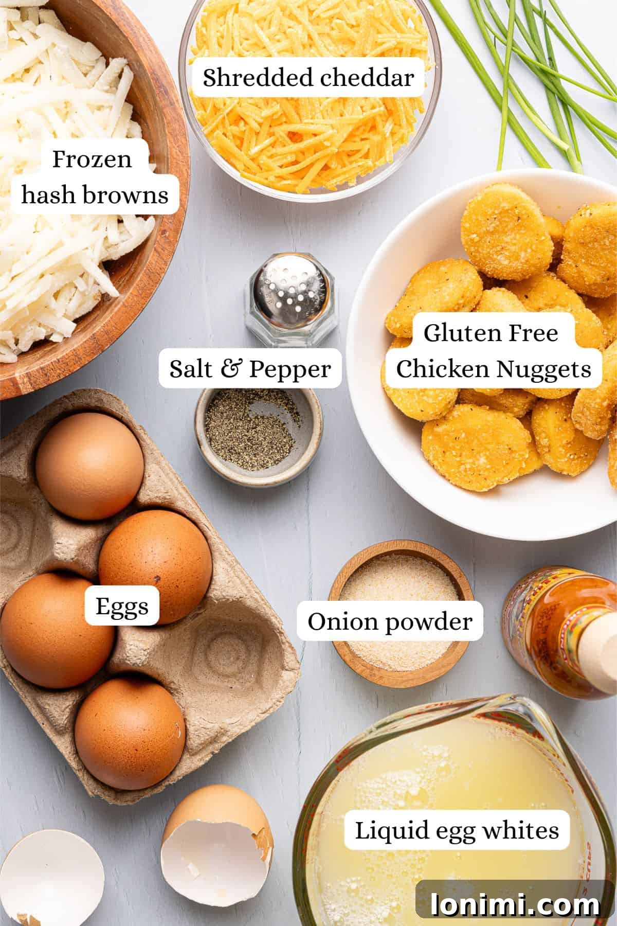 Craft Your Own Chick-fil-A Hash Brown Scramble Bowls 3 ingredients for chick fil a hash brown scramble bowls in nesting bowls
