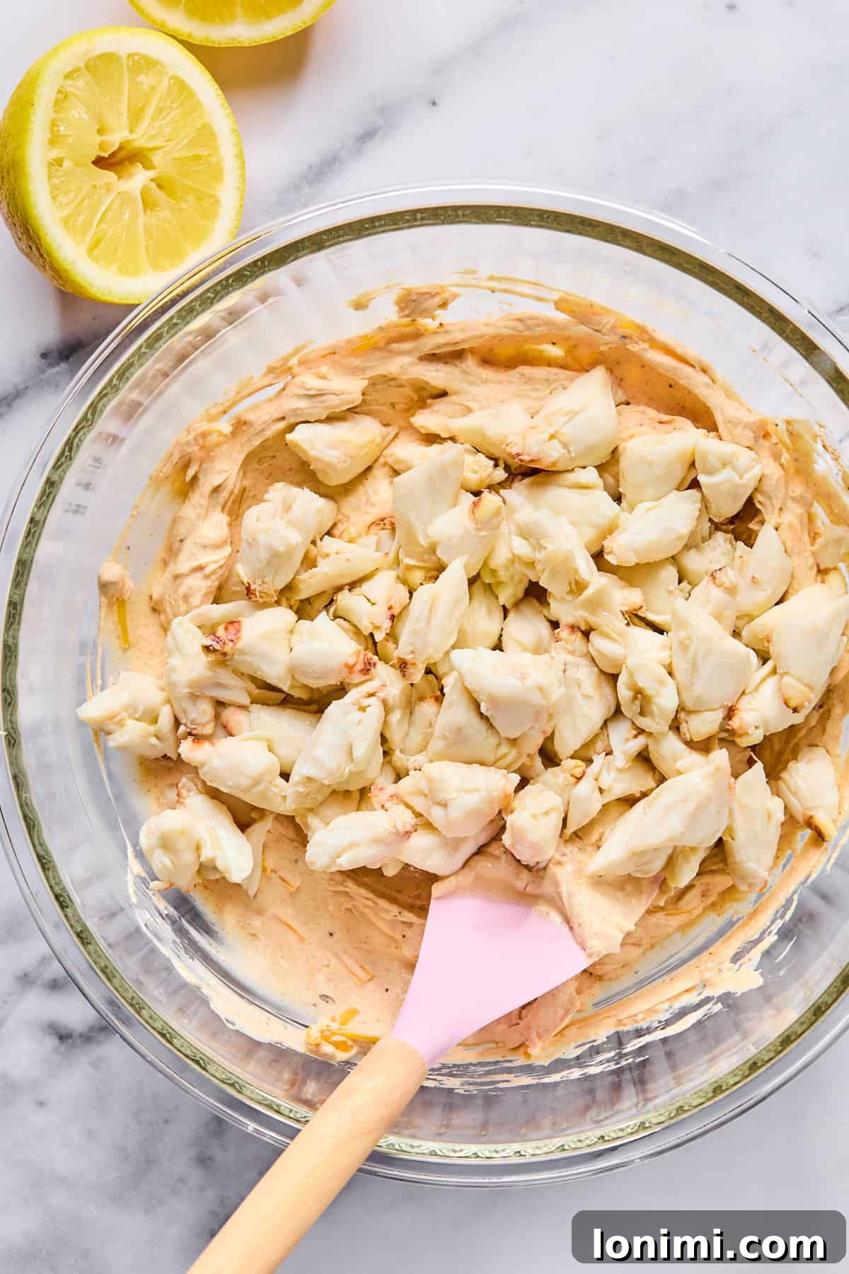 Ultimate Creamy Crab Dip Warm or Cold 6 Lump crab meat gently folded into the dip to keep large pieces intact.