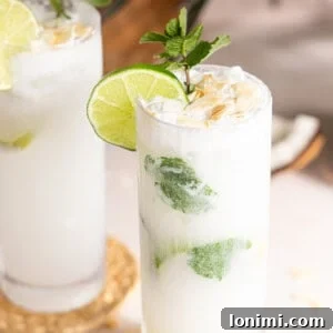Coconut mojitos with mint