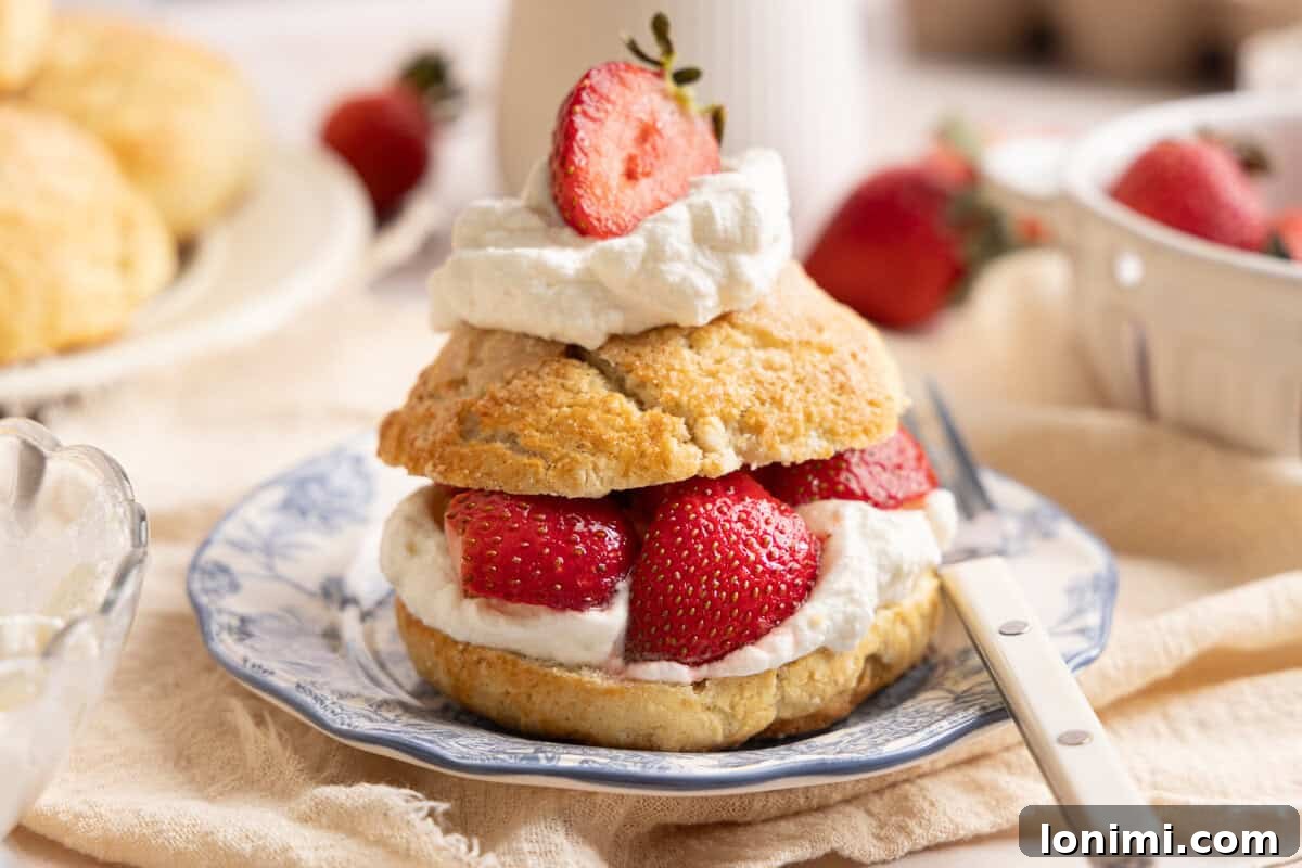 Gluten-Free Strawberry Shortcake with Homemade Biscuits Recipe 10 a biscuit cut in half and topped with strawberries and whipped cream